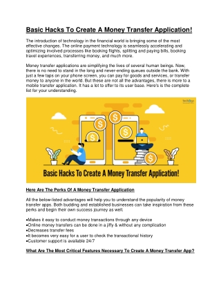 Basic Hacks To Create A Money Transfer Application!