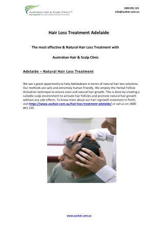 Hair Loss Treatment Adelaide