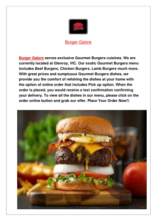 5% Off - Burger Galore Takeaway Restaurant Menu Melbourne, VIC