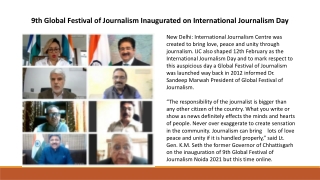 9th Global Festival of Journalism Inaugurated on International Journalism Day