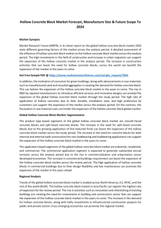 Hollow Concrete Block Market Forecast, Manufacture Size & Future Scope To 2024