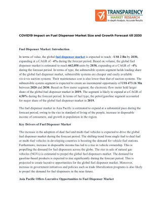 Fuel Dispenser Market- Industry Insights and Trends by 2030