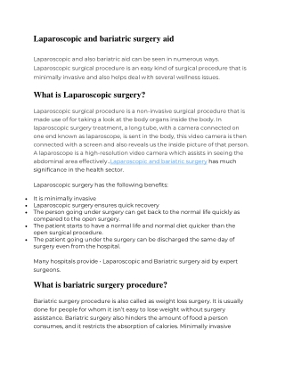 Laparoscopic and bariatric surgery aid