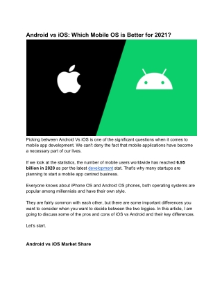 ANDROID VS IOS: WHICH MOBILE OS IS BETTER FOR 2021?
