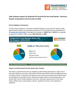 Pet Food Market Experience A Positive Growth During 2020 – 2029