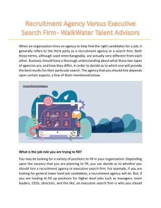 Recruitment Agency Versus Executive Search Firm - WalkWater Talent Advisors