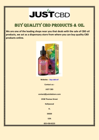 Buy Quality CBD Products & Oil