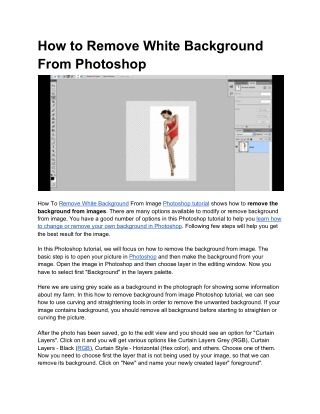 How to Remove White Background From Photoshop