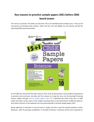 Key reasons to practice sample papers 2021 before CBSE board exams