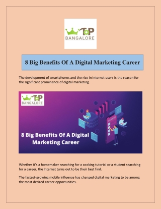 8 Big Benefits Of A Digital Marketing Career