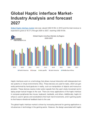 Global Haptic interface Market- Industry Analysis and forecast 2027