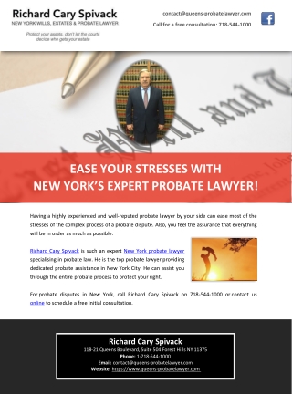 EASE YOUR STRESSES WITH NEW YORK’S EXPERT PROBATE LAWYER!