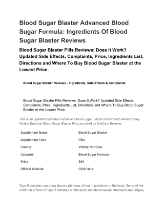 Blood Sugar Blaster