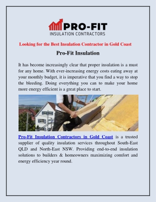 Looking for the Best Insulation Contractor in Gold Coast