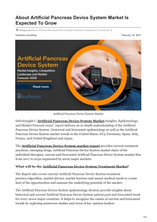 Artificial Pancreas Device System market report