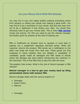Get your Money Back With FBA Refunds