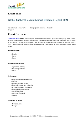 Gibberellic Acid Market Research Report 2021