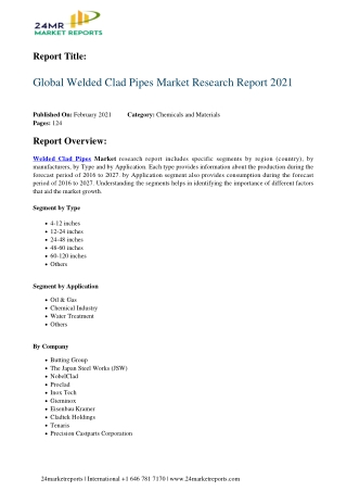 Welded Clad Pipes Market Research Report 2021