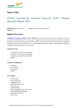 Autoclaved Aerated Concrete (AAC) Market Research Report 2021