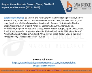 Burglar Alarm Market - Growth, Trend, COVID-19 Impact, And Forecasts (2021 - 2028)