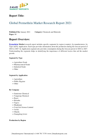 Permethrin Market Research Report 2021