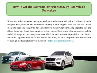 How To Get The Best Value For Your Money By Used Vehicle Dealerships