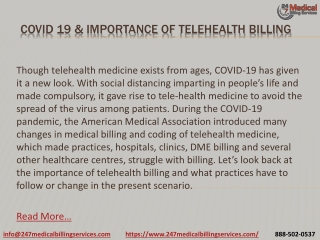COVID 19 & Importance Of Telehealth Billing