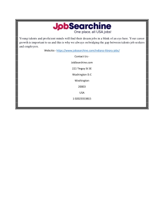 Indiana Library Jobs | JobSearchine.com