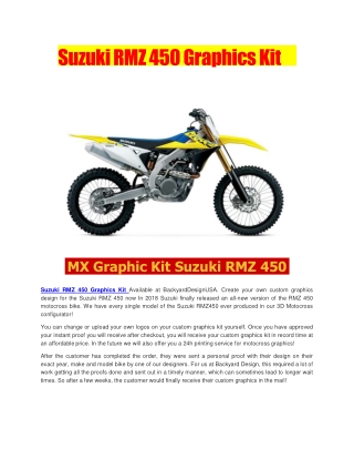 Suzuki RMZ 450 Graphics Kit