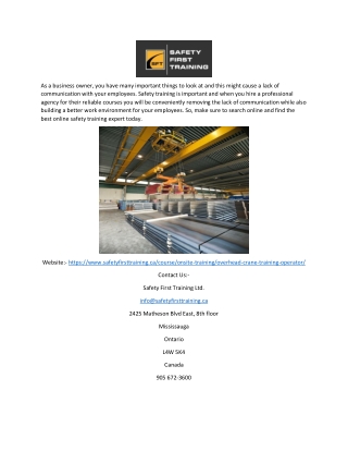 Get Overhead Crane Training Operator Certification