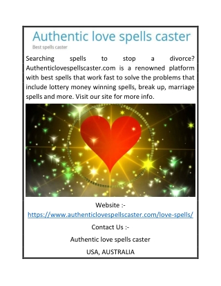 Best Love Spell That Works Fast | Authenticlovespellscaster.com