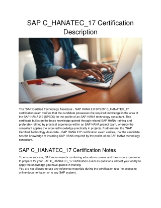 SAP C_HANATEC_17 Certification Description