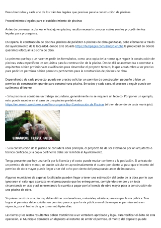 Descubre todos y cada uno de los trámites legales que precisas para la construcción piscina gunitada