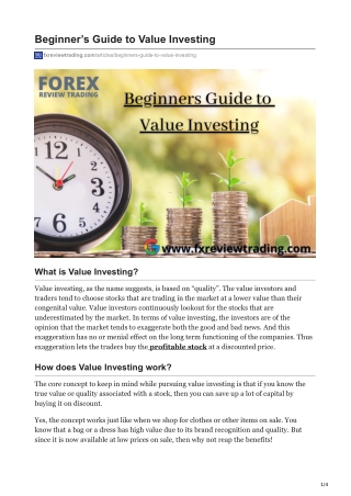 Beginner’s Guide to Value Investing