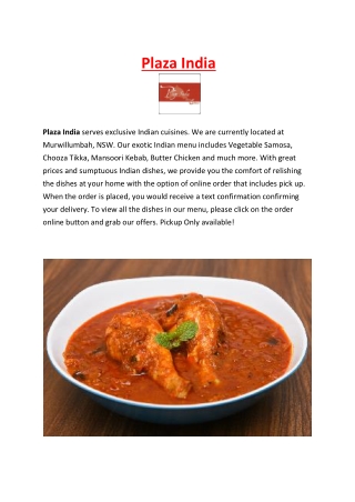 5% off - Plaza India Restaurant Murwillumbah, NSW