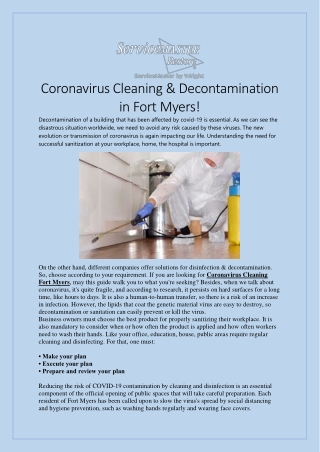 Commercial Coronavirus Cleaning Fort Myers