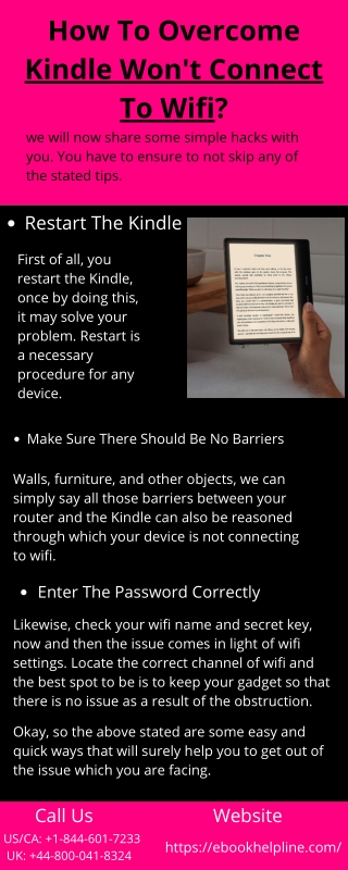 Fix Kindle Not Connecting To Wifi Error | Call  1–844-601-7233