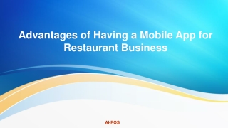 Advantages of Having a Mobile App for Restaurant Business