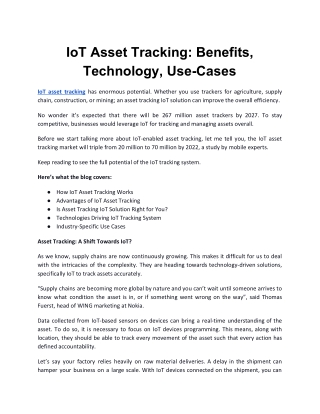 IoT Asset Tracking: Benefits, Technology, Use-Cases - Biztech