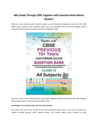 Why Study Through CBSE Together with Question Bank Before Boards?