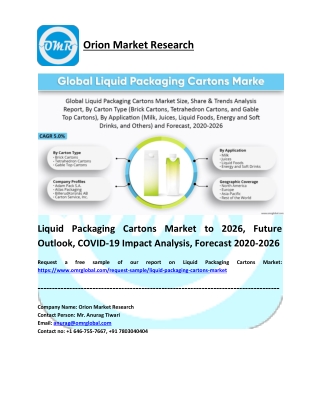 Liquid Packaging Cartons Market: 2020 Analysis Report, Share, Trends, Overview 2020-2026