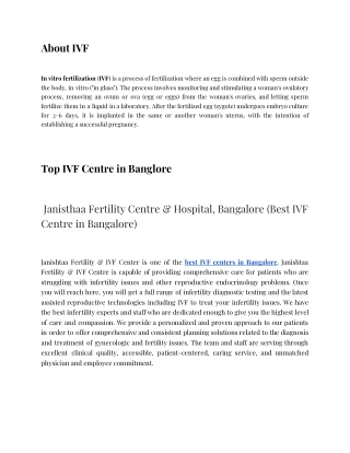 Top IVF Centre in Banglore | Top Infertility Specialists in Banglore - Vinsfertility Pvt. Ltd.