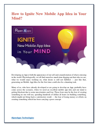 How to Ignite New Mobile App Idea in Your Mind?