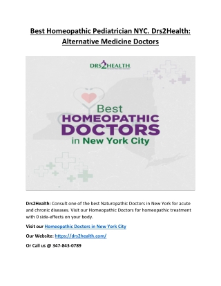 Best Homeopathic Pediatrician NYC | Drs2Health: Alternative Medicine Doctors