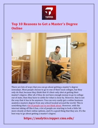 Top 10 Reasons to Get a Master's Degree Online