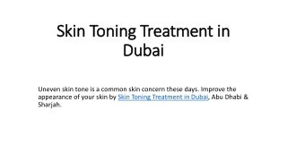 Skin Toning Treatment in Dubai