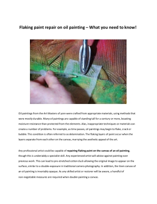 Flaking paint repair on oil painting – What you need to know!