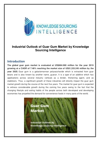 Industrial Outlook of Guar Gum Market