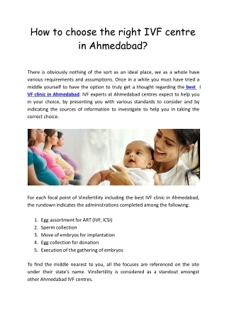 How to choose the right ivf centre in ahmedabad?