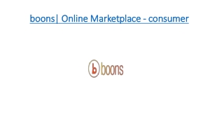 boons| Online Marketplace - consumer